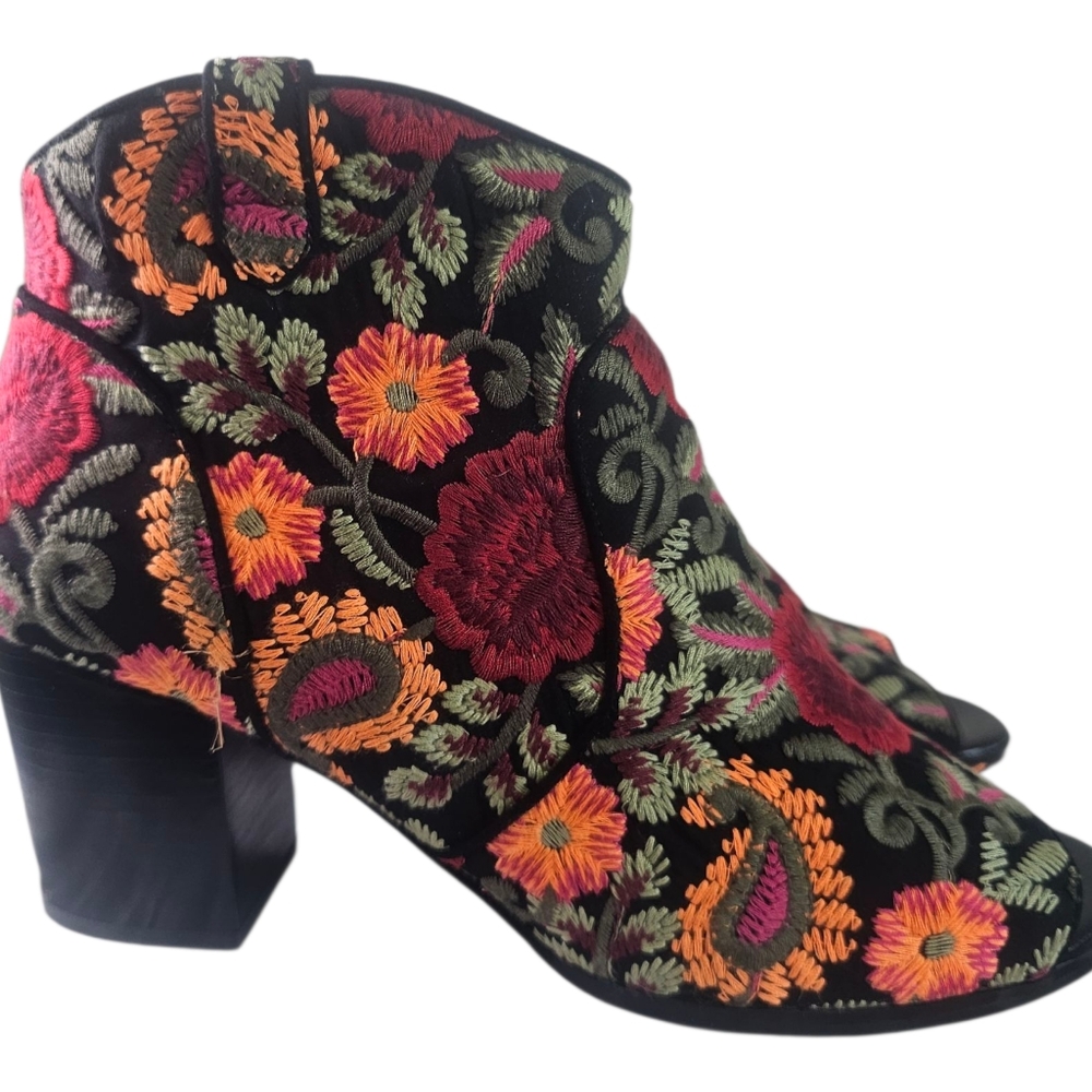 Crown Vintage Frankie Embroidered Open Toe Ankle Boot Shoe Size 11M - Picture 3 of 9